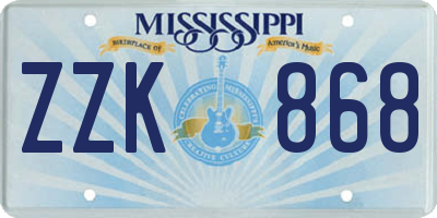 MS license plate ZZK868