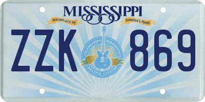 MS license plate ZZK869