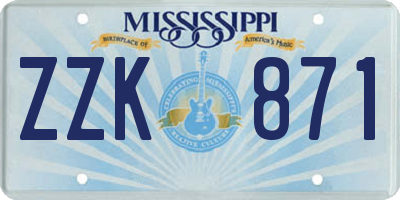 MS license plate ZZK871