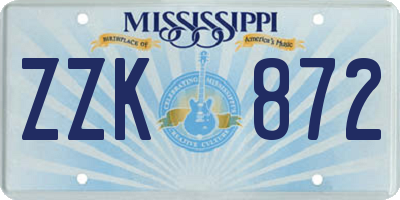 MS license plate ZZK872