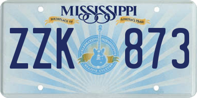 MS license plate ZZK873