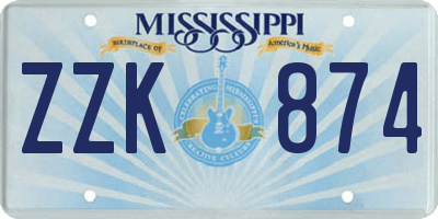 MS license plate ZZK874
