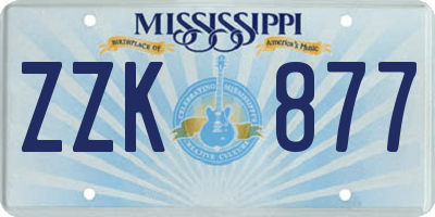MS license plate ZZK877