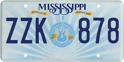 MS license plate ZZK878