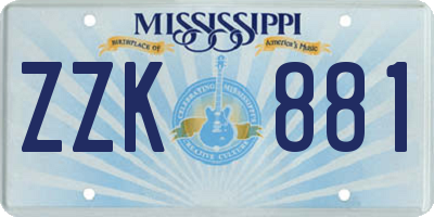 MS license plate ZZK881