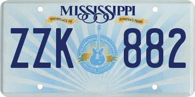 MS license plate ZZK882