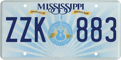 MS license plate ZZK883