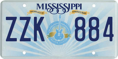 MS license plate ZZK884
