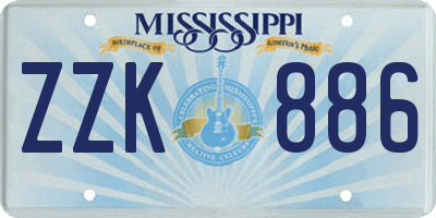 MS license plate ZZK886