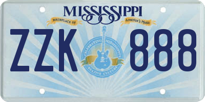 MS license plate ZZK888