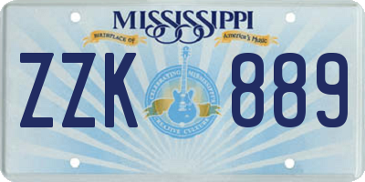 MS license plate ZZK889