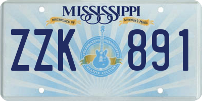 MS license plate ZZK891