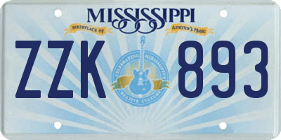 MS license plate ZZK893