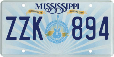 MS license plate ZZK894