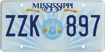 MS license plate ZZK897