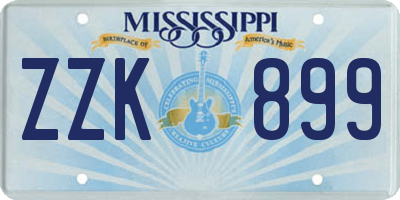 MS license plate ZZK899