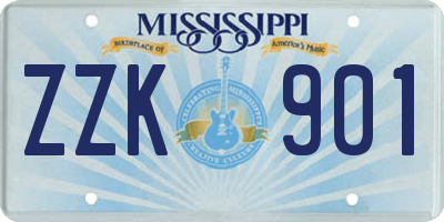 MS license plate ZZK901