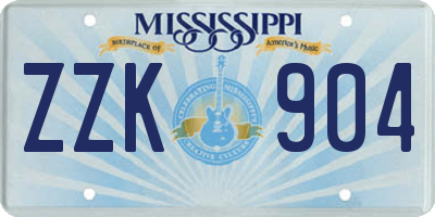 MS license plate ZZK904