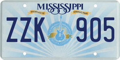 MS license plate ZZK905