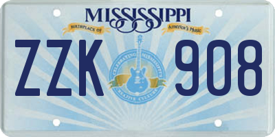 MS license plate ZZK908
