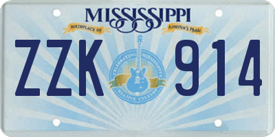 MS license plate ZZK914