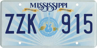 MS license plate ZZK915