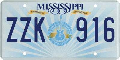MS license plate ZZK916