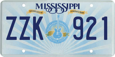 MS license plate ZZK921