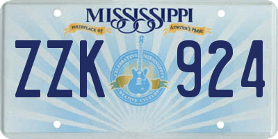 MS license plate ZZK924