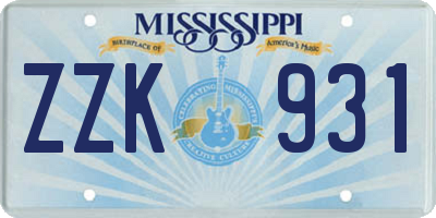 MS license plate ZZK931