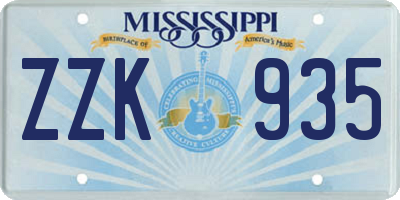MS license plate ZZK935