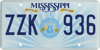 MS license plate ZZK936