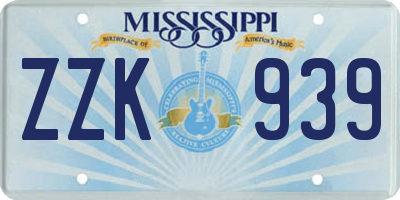 MS license plate ZZK939