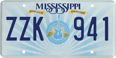 MS license plate ZZK941