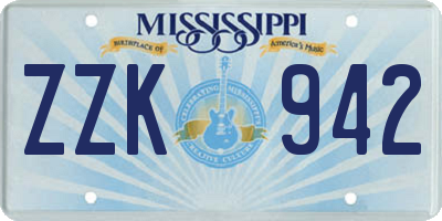 MS license plate ZZK942