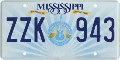 MS license plate ZZK943