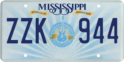 MS license plate ZZK944
