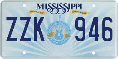 MS license plate ZZK946