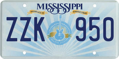 MS license plate ZZK950