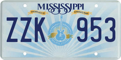 MS license plate ZZK953