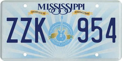 MS license plate ZZK954