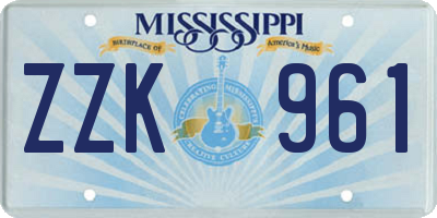 MS license plate ZZK961