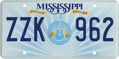 MS license plate ZZK962