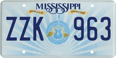 MS license plate ZZK963