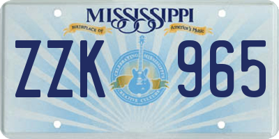 MS license plate ZZK965