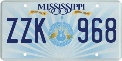 MS license plate ZZK968