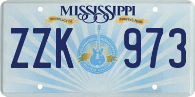 MS license plate ZZK973