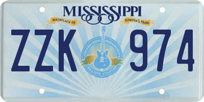 MS license plate ZZK974