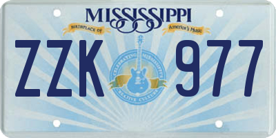 MS license plate ZZK977