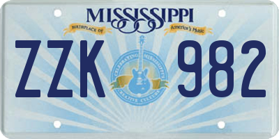 MS license plate ZZK982